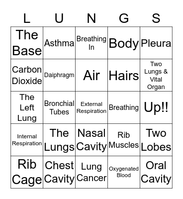The Respiratory System Bingo Card