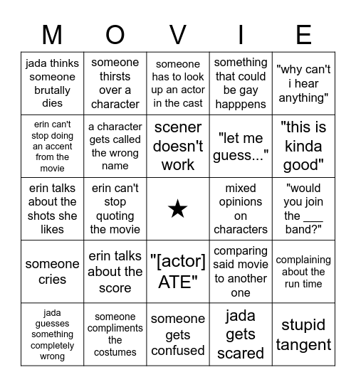 MOVIE BINGO Card