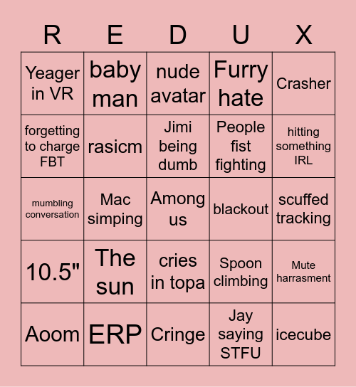 Drinking bingo Card