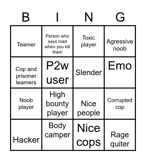 Life sentince Bingo Card