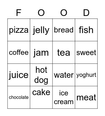 Food Bingo Card