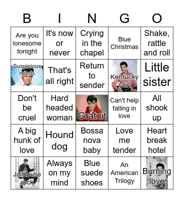 Elvis Presley Bingo! Bingo Card