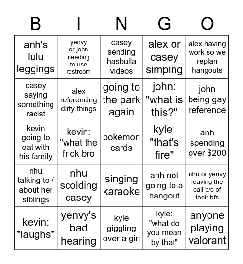 no riders bingo Card