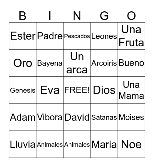 Bible Bingo ! Bingo Card