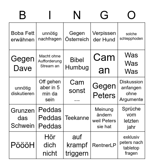 Yannis Bingo Card