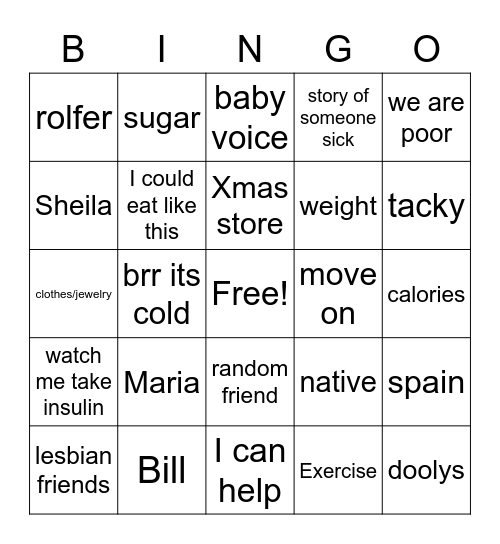 Sally bingo Card