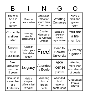 Founder's Day 2022 Bingo Card