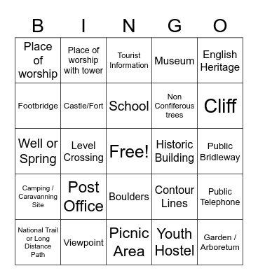 Untitled Map Symbol Bingo Card