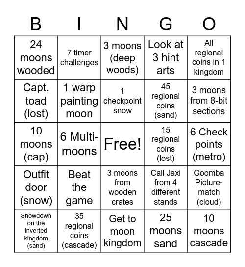 SMO Bingo Card