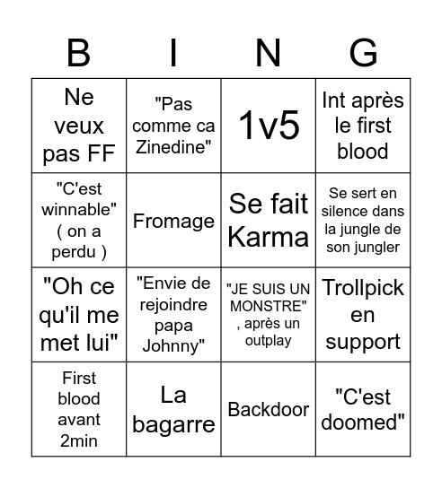 David Bingo Card