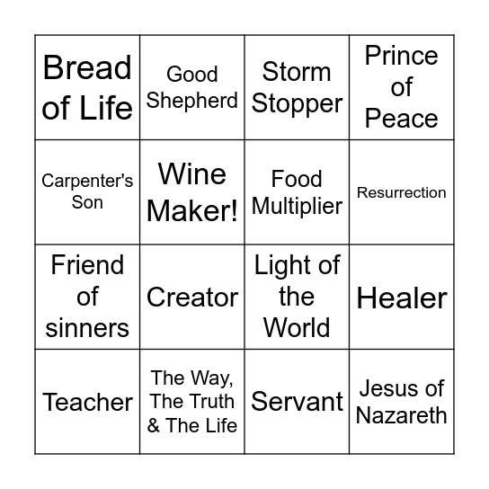 Who is Jesus? Bingo Card