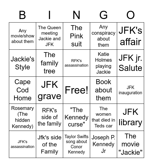 The Kennedys Bingo Card