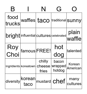 LA Street food  Bingo Card