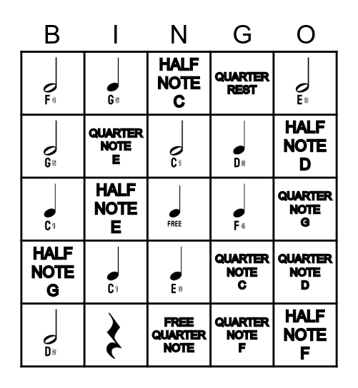 Piano Bingo! Bingo Card