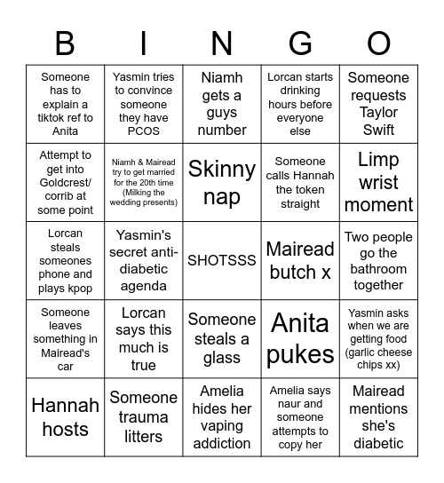 BIngo for the gals Bingo Card