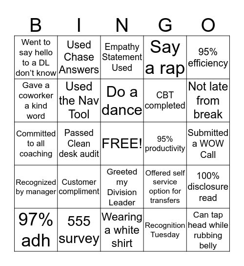 Untitled Bingo Card
