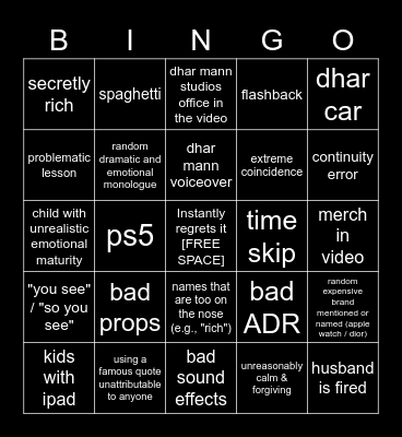 Dhar Mann Bingo v2 Bingo Card