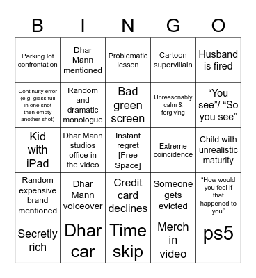 Dhar  Mann Bingo!!!!!! Bingo Card