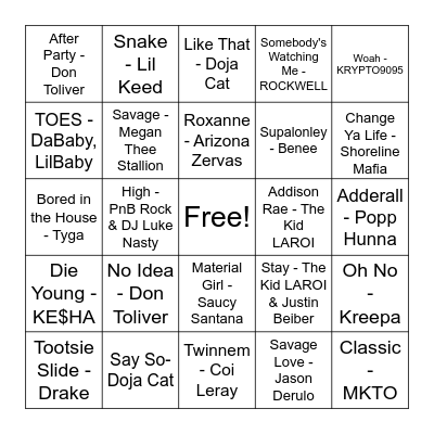 Tik Tok Trends Bingo Card