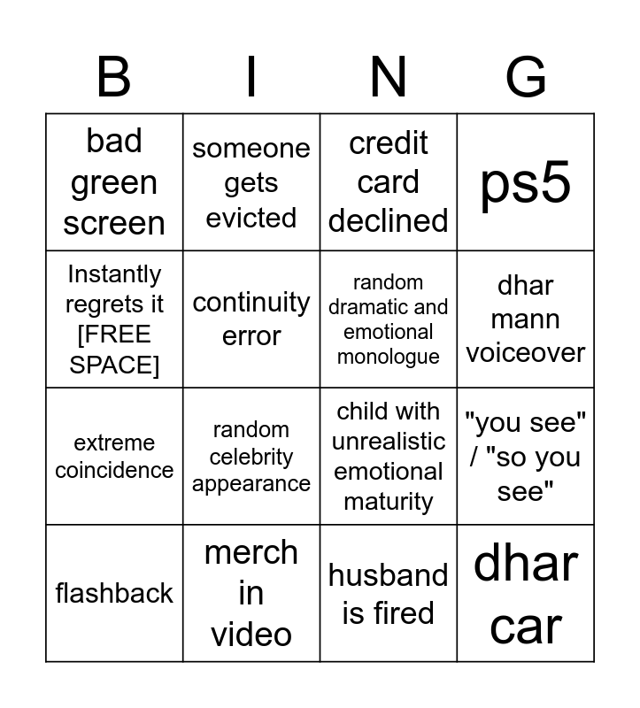 Dhar Mann Bingo v2 Bingo Card