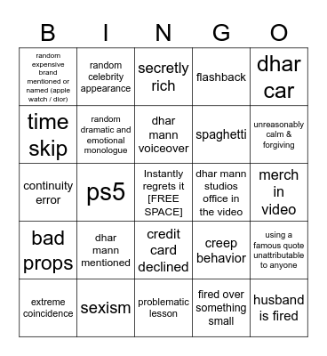 Dhar Mann Bingo v2 Bingo Card