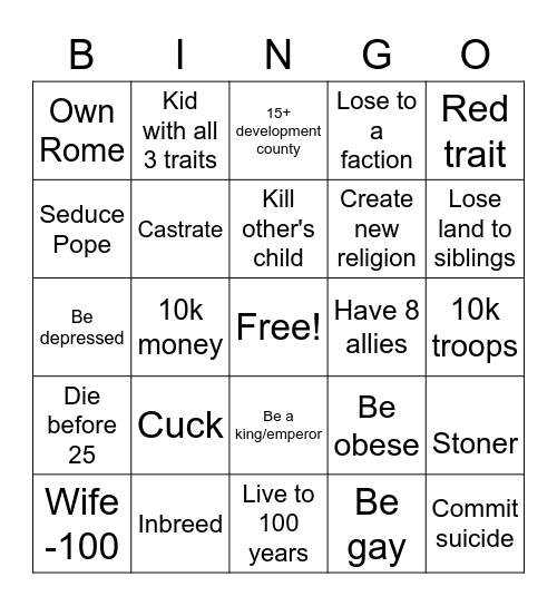 CK3 bingo Card