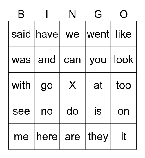 Spencer's Sight Words Bingo Card