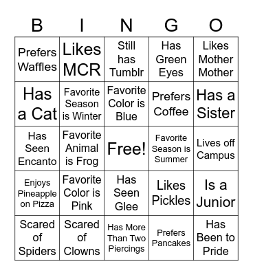 A.L.L.I.E.S. Bingo Card