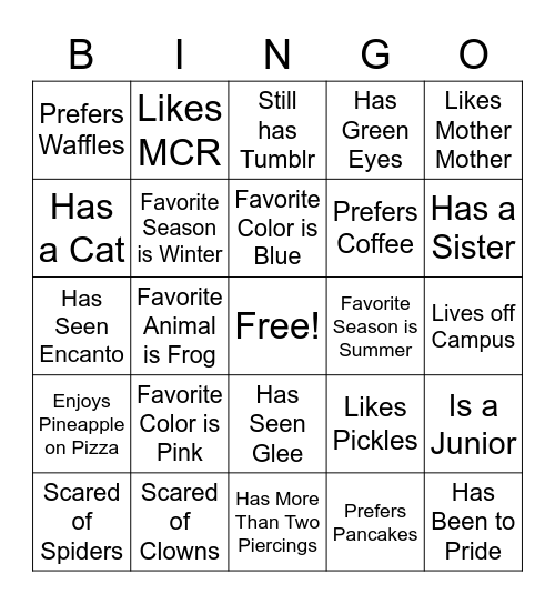 A.L.L.I.E.S. Bingo Card