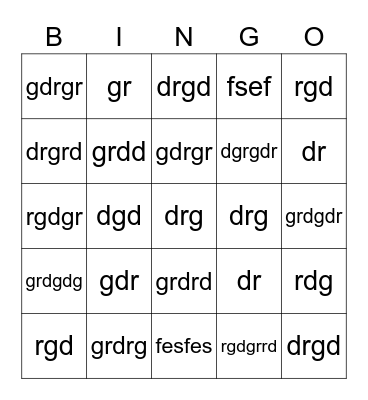 gdrBingo Card