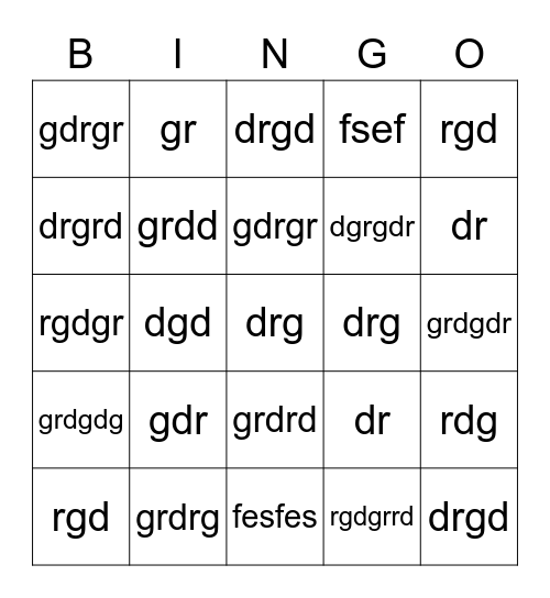 gdrBingo Card