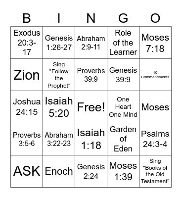 Old Testament BINGO 2022 Bingo Card