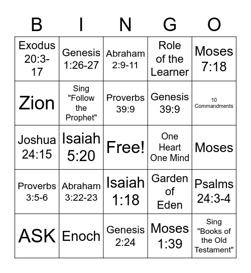 Old Testament BINGO 2022 Bingo Card