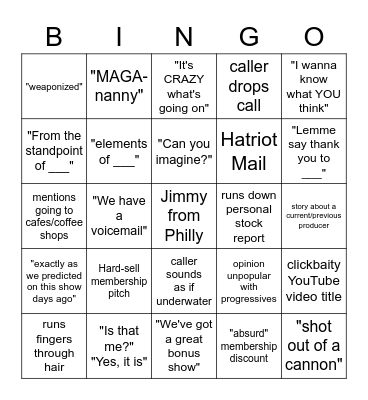 David Pakman Bingo Card