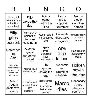 Expanse Extravaganza! Bingo Card