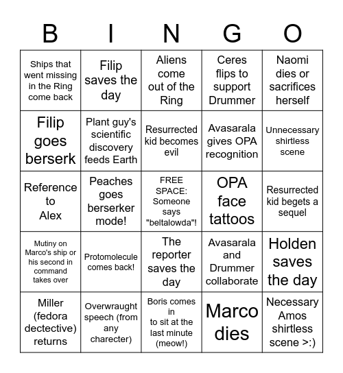 Expanse Extravaganza! Bingo Card