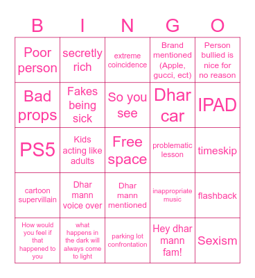 Dharmann bingo Card