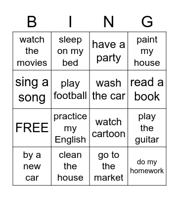 What are you going to do this weekend? Bingo Card