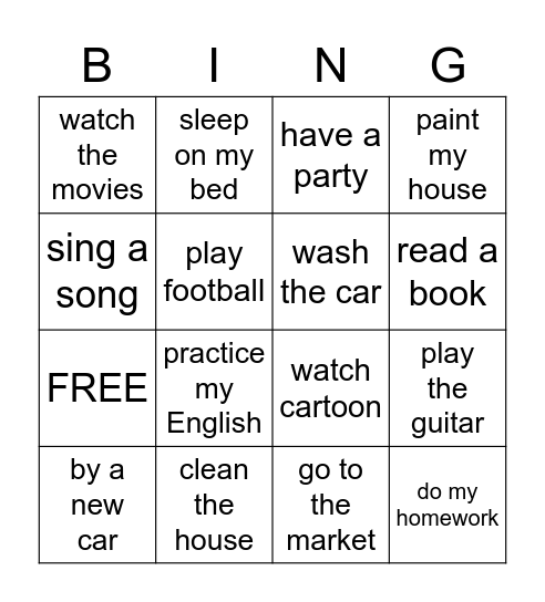 What are you going to do this weekend? Bingo Card