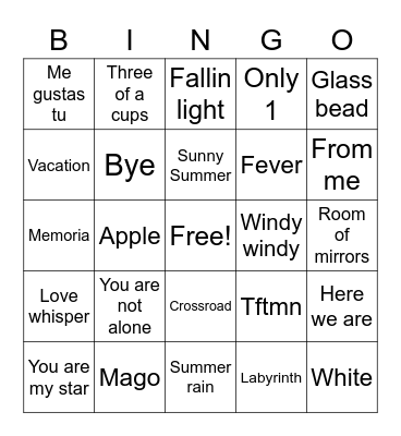 The Beginning of Love Bingo Card
