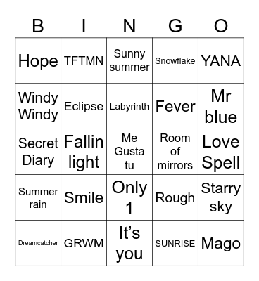 The Beginning of Love Bingo Card