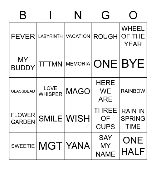 The Beginning Of Love Bingo Card