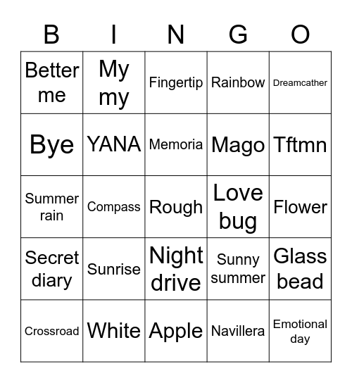 The Beginning Of Love Bingo Card