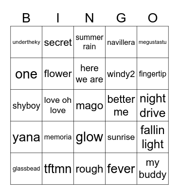 The beginning of love Bingo Card