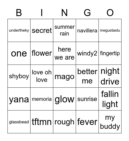 The beginning of love Bingo Card