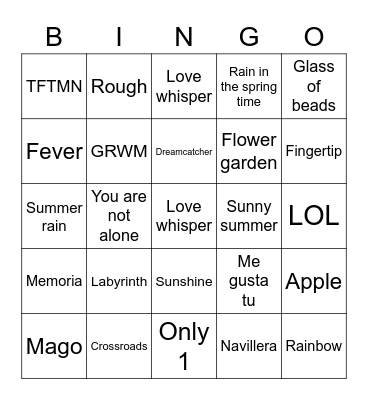 The Beginning of Love Bingo Card