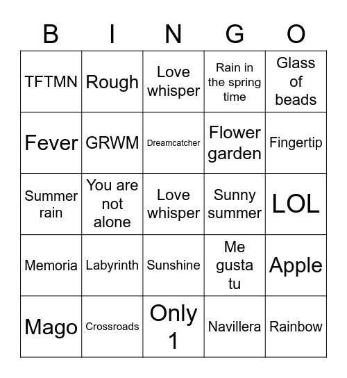 The Beginning of Love Bingo Card