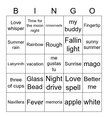 The Beginning of Love Bingo Card