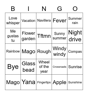 The beginning of love Bingo Card