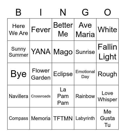 THE BEGINNING OF LOVE Bingo Card